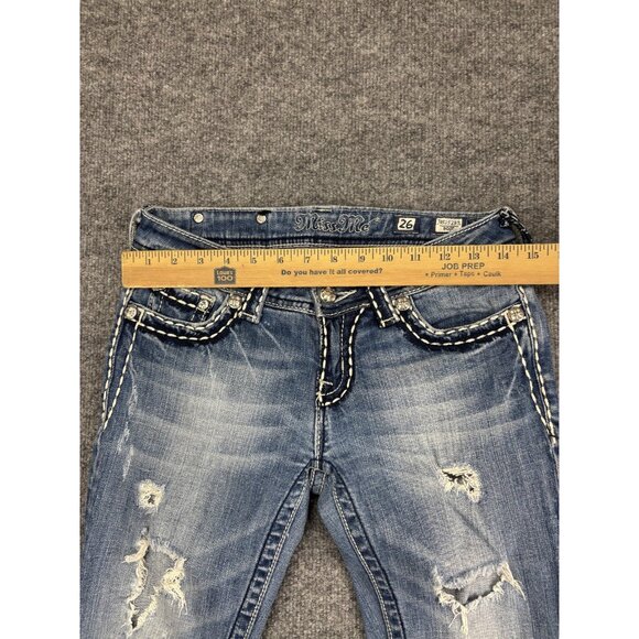 Miss Me Jeans Womens 26 Bootcut Distressed Embellished Rhinestone JE5152B71 - Picture 3 of 8